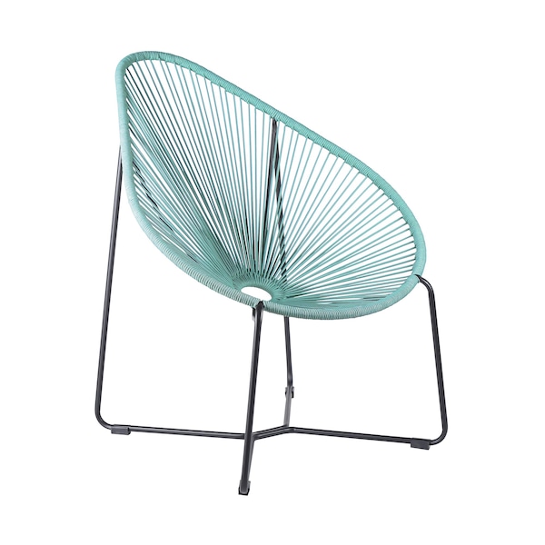 Armen Living Acapulco Indoor Outdoor Steel Papasan Lounge Chair with Wasabi Rope LCACSIWSB - main